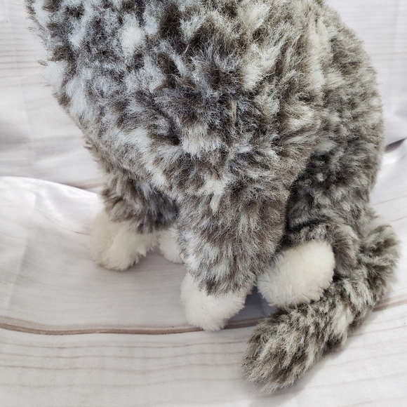 Vintage Royal Plush Gray White Marled Spotted Kitty Cat Plush 12 Inch Stuffed - Picture 4 of 10